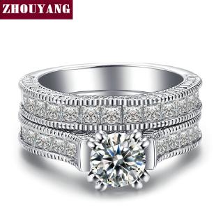 Zhouyang(โจวหยาง) แนะนำเครื่องประดับหรูหรา Cubic Zirconia แฟชั่นชุดแต่งงานแหวนแฟชั่นสำหรับผู้หญิง DD023