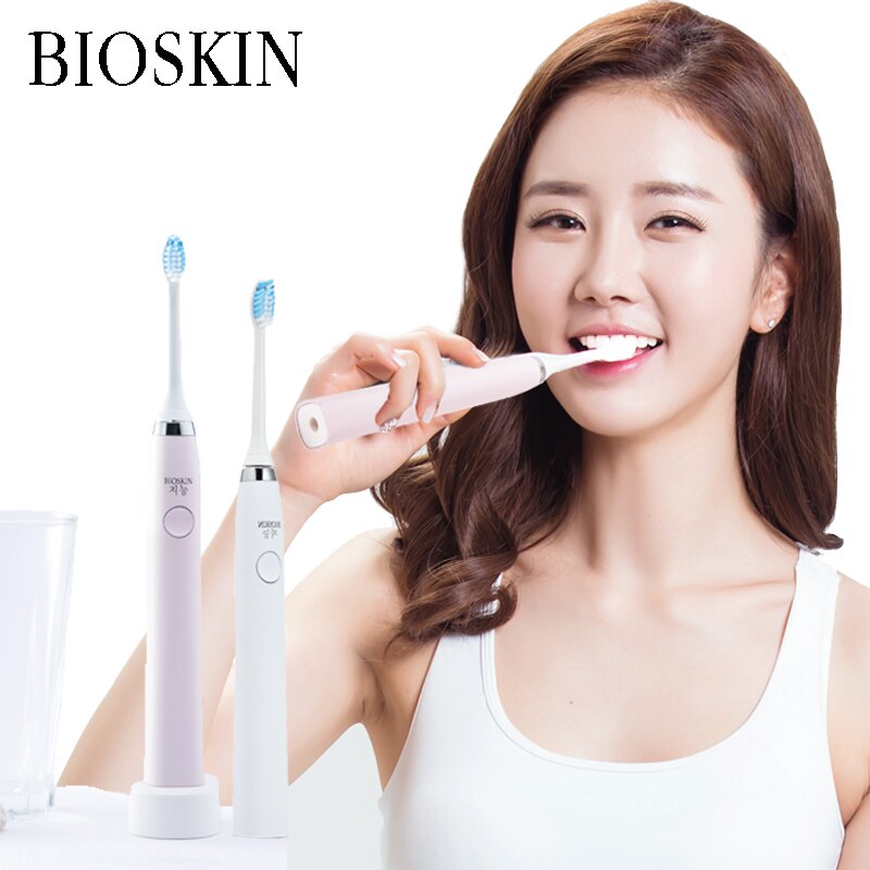 Bioskin แปรงสีฟันไฟฟ้าโซนิค กันน้ํา 5 ระบบ และแปรง 3 ชิ้น