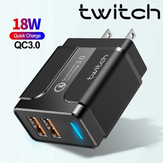 Twitch 3A สองพอร์ตค่าเร็ว 3.0 USB ชาร์จไฟ LED แสดงสถานะผนังอะแดปเตอร์ชาร์จโทรศัพท์มือถือสำหรับ iPhone X 7 8 QC3.0 อย่างรวดเร็วชาร์จสำหรับซัมซุง Xiaomi