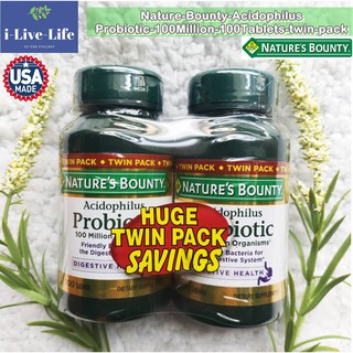 Set 2 กระปุก โปรไบโอติก Acidophilus Probiotic Twin Pack 100 Tablet - Natures Bounty