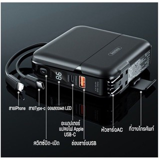 POWER BANK พร้อมปลั๊กไฟ/สายชาร์จในตัว ความจุ 15000mAh มีหน้าจอ LED Qc3.0+PD3.0 18W พร้อมส่ง ของแท้100%