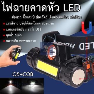 ไฟฉายคาดหัวขนาดเล็ก LED ไฟฉายคาดหัว ไฟฉายคาดหน้าผาก ไฟหน้าคาดศีรษะ ไฟส่องสัตว์ ไฟส่องทาง ไฟฉายเดินป่า ลุยน้ำลุยฝน