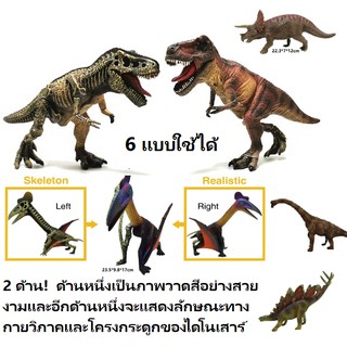 ของเล่นไดโนเสาร์สำหรับเด็กขนาดใหญ่ PVC ตุ๊กตาไดโนเสาร์ 2 ด้าน