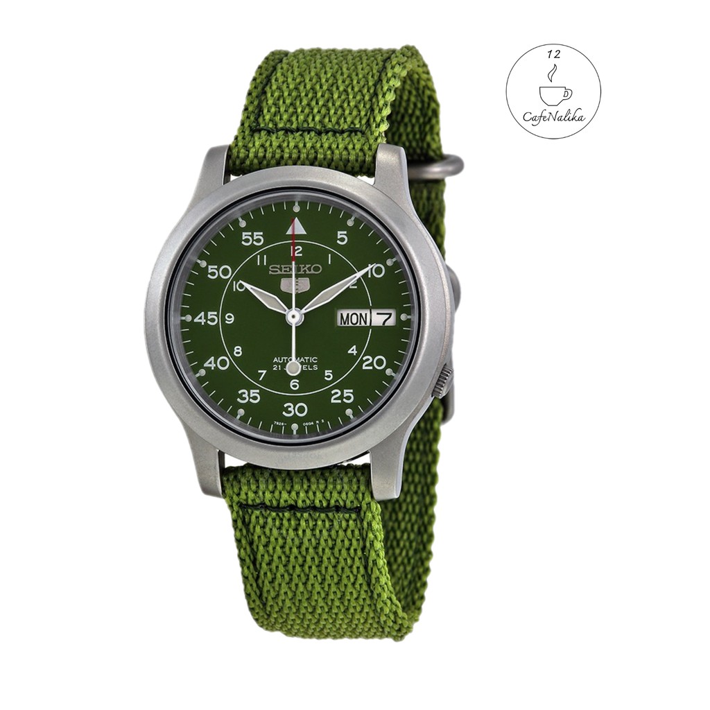 นาฬิกา ไซโก้ ผู้ชาย Seiko 5 รุ่ย SNK805K2 Automatic 21 Automatic Men's Watch สายผ้าสี Green Jewels Blue Military Nylon