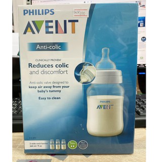 Philips AVENT Anti-colic bottle 9 ออนซ์ 3 ขวด พร้อมจุกไหลช้า 1-3เดือน BPA FREE ปลอดสารก่อมะเร็ง,ปลอดสารพิษ NON-TOXIC