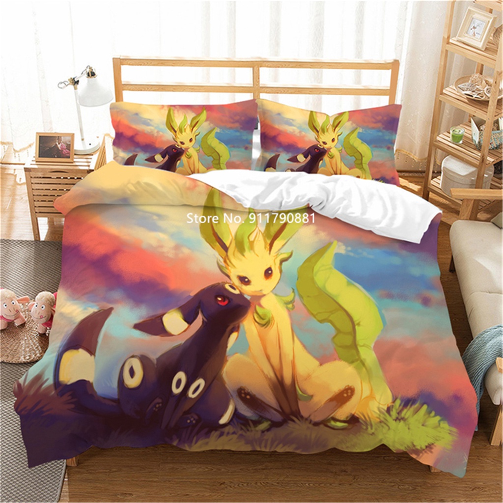 Home Spun Pokemon Bedding Set Three-piece Set Cute Duvet Cover ...