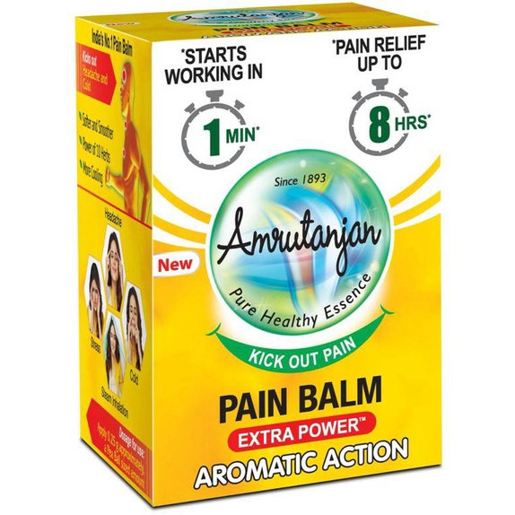 Pain balm บรรเทาอาการคัดจมูก เวียนศรีษะ บรรเทาอาการคันและเชื้อราที่ขายดีที่สุดในอินเดียAmrutanjan(สีเหลือง) (yb) - รูปที่ 7