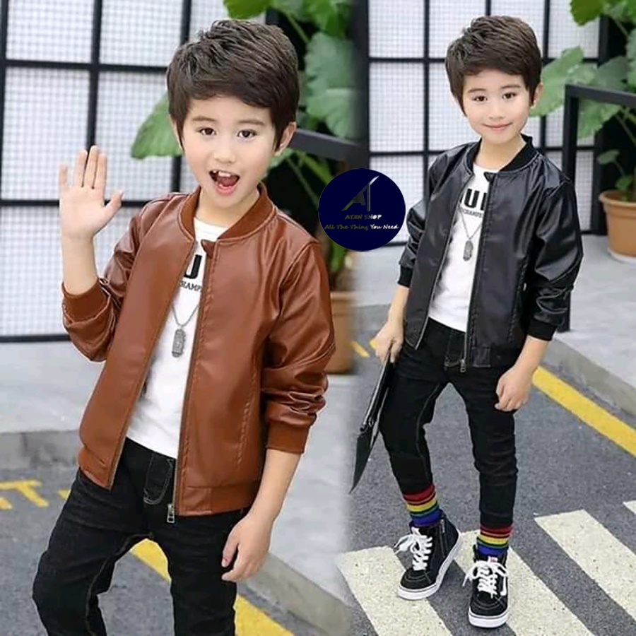 เสื้อแจ็คเก็ตหนังสไตล์เครื่องบินทิ้งระเบิดสําหรับเด็กผู้ชาย/เด็กผู้หญิงวัสดุ เวียนนา 100% อายุ 3-12 