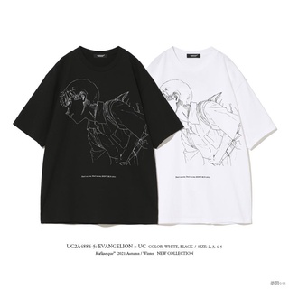 เสื้อยืดโอเวอร์ไซส์011Undercover EVA Neon Genesis Evangelion การ์ตูนอะนิเมะพิมพ์ผู้ชายและผู้หญิงหลวมรอบคอเสื้อยืดแขนสั้น