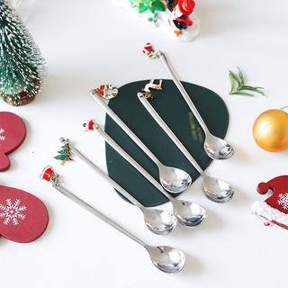 Christmas Stainless Steel Coffee Spoon / Christmas Tree pendant Golden Coffee Stirring Spoon / Sugar Spoon Tea spoon For Christmas Gifts