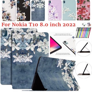 เคสหนัง PU แบบบาง กันกระแทก ลายหินอ่อน สําหรับ Nokia T10 8.0 นิ้ว 2022