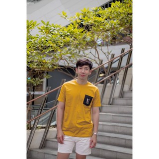 เสื้อยืดสีพื้น (สีเหลืองมัสตาสกระเป๋า) Superskillshop