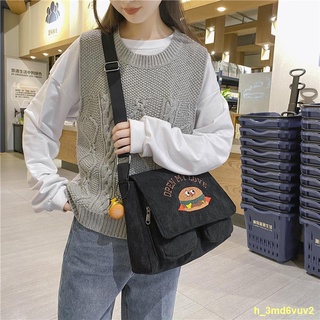 🚛ส่งเร็ว#🌼RlienGauden Alien Garden Original Cute Retro Burger Messenger กระเป๋าผ้าลูกฟูกผ้าลูกฟูกหนา