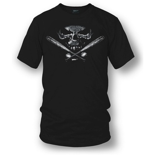 เสื้อยืดแขนสั้น พิมพ์ลายหัวกะโหลก Jolly Roger Wicked Metal สไตล์วินเทจ