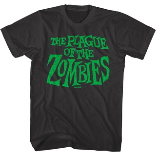 เสื้อยืดผ้าฝ้ายพิมพ์ลายแฟชั่น เสื้อยืด พิมพ์ลายโลโก้สยองขวัญ Plague Of The Zombies ยุค 60 สไตล์วินเทจ สําหรับผู้ชาย