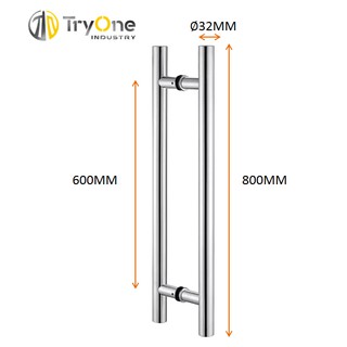 Tryone มือจับประตู2ชิ้น 32mm*800mm สเตนเลส304 สเตนเลสแท้ไม่เกิดสนิม ทนทาน ใช้ได้นาน(Multicolor) HD-0007