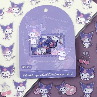 สติกเกอร์ ลาย Sanrio mymelody Kuromi Cinnamoroll Pompom Purin LittleTwinStars น่ารัก สําหรับตกแต่งแล็ปท็อป 24 ชิ้น ต่อชุด