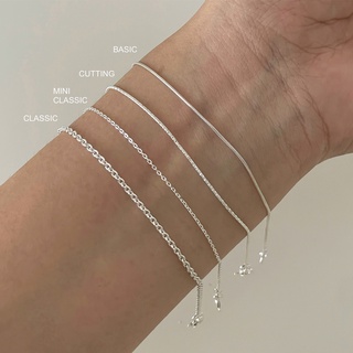 (bracelet) : SILVER BRACELET silver925 / สร้อยข้อมือเงินแท้ กำไลข้อมือ สร้อยข้อมือเส้นบาง : YOUR WISHLIST