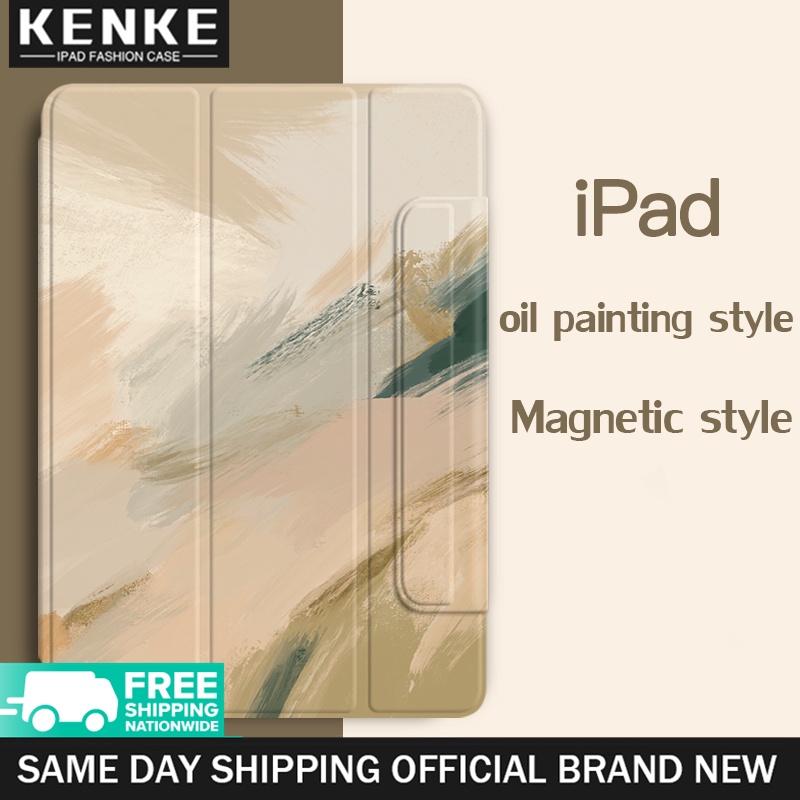 KENKE ใช้งานร่วมกับ Rebound Magnetic Smart iPad Case สไตล์ยุโรปศิลปะภาพสีน้ำมันพร้อม iPad Pro 11 Pro 12.9 2021 2020 Mini 6 Air 4 Air 5 2022 ฝาครอบ iPad เคสติดแม่เหล็กสะดวก [รองรับการจับคู่ดินสอของ Apple & การชาร์จ] Auto Sleep/Wake