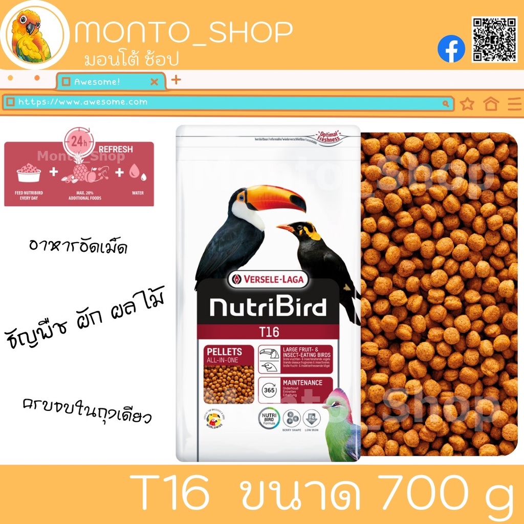 อาหารนก Versele laga NutriBird T16 (Beo เดิม) ขนาด 700 G