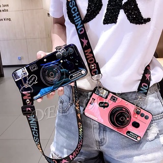 เคสโทรศัพท์ realme GT Master Edition 7 8 5G X7 Pro C21 C11 2021 C25 C17 C12 7i Phone Case Cute Camera Pattern with Adjustable Lanyard Strap Casing RealmeGT ME Realme8 เคส with Stand Holder Back Cover