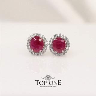 Top1Jewelry ต่างหูเงินแท้925 พลอย Burmese Ruby แท้