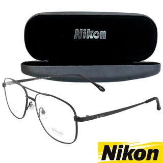 Nikon แว่นตา สีดำ กรอบแว่นตา กรอบเต็ม ขาข้อต่อ วัสดุ สแตนเลส สตีล (สำหรับตัดเลนส์) Eyewear Top Glasses Frame