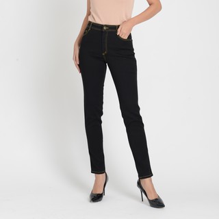 Guy Laroche The Perfect Waisted Jeans กางเกงกีลาโรช กางเกงยีนส์ขายาว ขอบเอวแนบกระชับ สีดำ (GL1DBL)