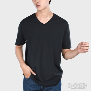 DOSH BASIC-T SHIRTSเสื้อยืดคอวี สีดำ FUMT5002-BL