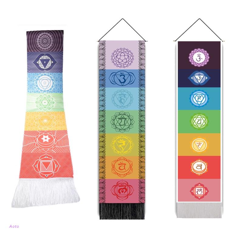 AOTO 7 Chakra Mandala Tapestry Yoga Meditation Banners Poster Wall Decor Painting Art