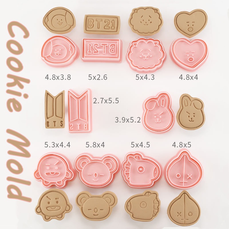 แม่พิมพ์ซิลิโคน ลายการ์ตูน Kpop BTS Bangtan Boys TATA สําหรับทําคุ้กกี้ บิสกิต ฟองดองท์ เบเกอรี่ 10 ชิ้น ต่อชุด