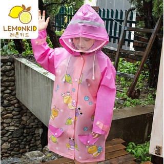 ((แบรนด์เกาหลี/มีช่องสำหรับกระเป๋าเป้))เสื้อกันฝนเด็ก Lemonkid ไม่มีกลิ่นพลาสติก  Raincoat(ไซส์ L)