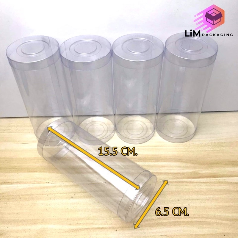 แพ็ค 100 ชิ้น ราคาส่ง กล่องพลาสติกแบบใส PVC กล่องนิ่ม ขนาด 6.5x15.5 ซม. กระบอกใส ทรงกระบอก ทรงกลม