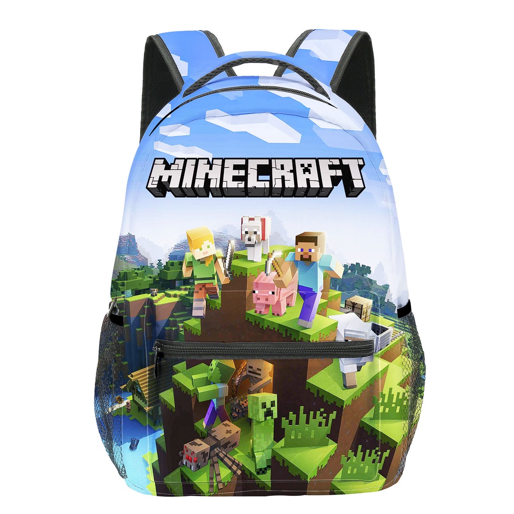 Minecraft 3D พิมพ์การ์ตูน Backpacs กระเป๋านักเรียนสําหรับชายหญิงเด็กกระเป๋าหนังสือกระเป๋านักเรียน Knapsack กระเป๋าของขวัญวันเกิดคริสต์มาส