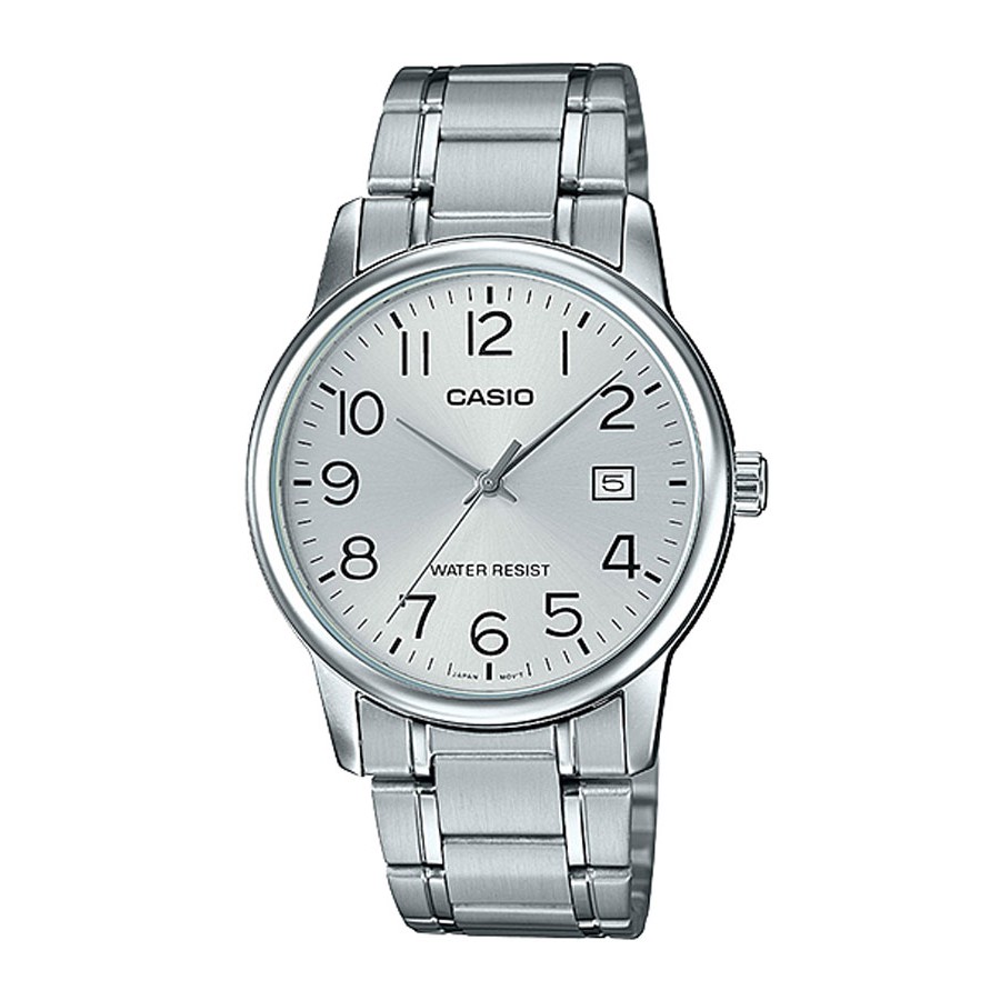 Casio Standard นาฬิกาข้อมือผู้ชาย สายสแตนเลส รุ่น MTP-V002,MTP-V002D,MTP-V002D-7B - สีเงิน
