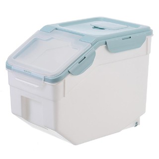 🔥HOT🔥 ถังข้าวสาร พลาสติก 6Kg. KECH JC-8802 ภาชนะใส่อาหาร PLASTIC RICE STORAGE CONTAINER KECH JC-8802 6KG WHITE/BLUE