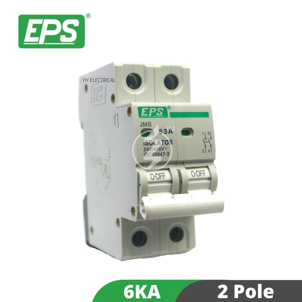 EPS 2 POLE 32A/63A ISOLATOR / MAIN SWITCH CIRCUIT BREAKER 2P