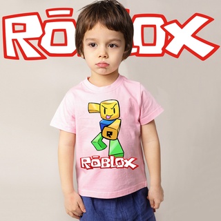 เสื้อยืดแขนสั้น พิมพ์ลาย Roblox สีชมพู แฟชั่นฤดูร้อน สําหรับเด็กผู้ชาย และเด็กผู้หญิง