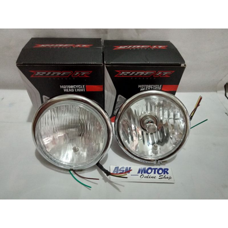 CB Peek Jute 5.7 ในไฟหน้า Batok Plain Chrome White Glass และ Outo pal Reflector RX King Megapro