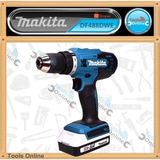 MAKITA สว่านแบตเตอรี่ Li-18V. สว่านไร้สาย แบตเตอรี่ 2 ก้อน 1.5Ah ของแท้