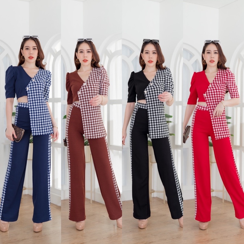 ป้ายทองสุข : เซทชิโนริสั้นข้างยาวข้าง + กางเกงขายาว (พร้อมส่ง)