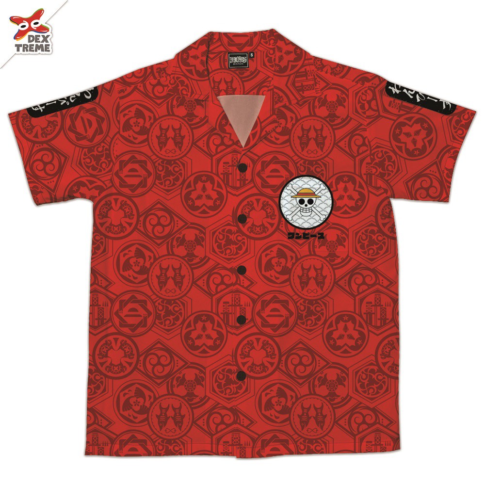 Dextreme เสื้อฮาวายวันพีซ (DOP-1328) Hawaii shirt One Piece ไอคอน ลูฟี่ Icon Luffy