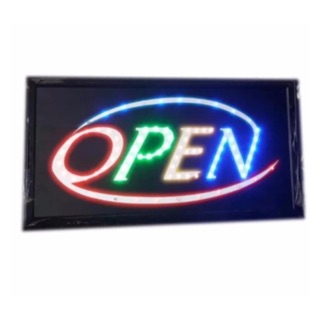 PP ป้ายไฟLED  OPEN ป้ายไฟสำเร็จรูป ขนาด48*25 ซม. อักษร ตกแต่งหน้าร้าน LED SIGN ข้อความ