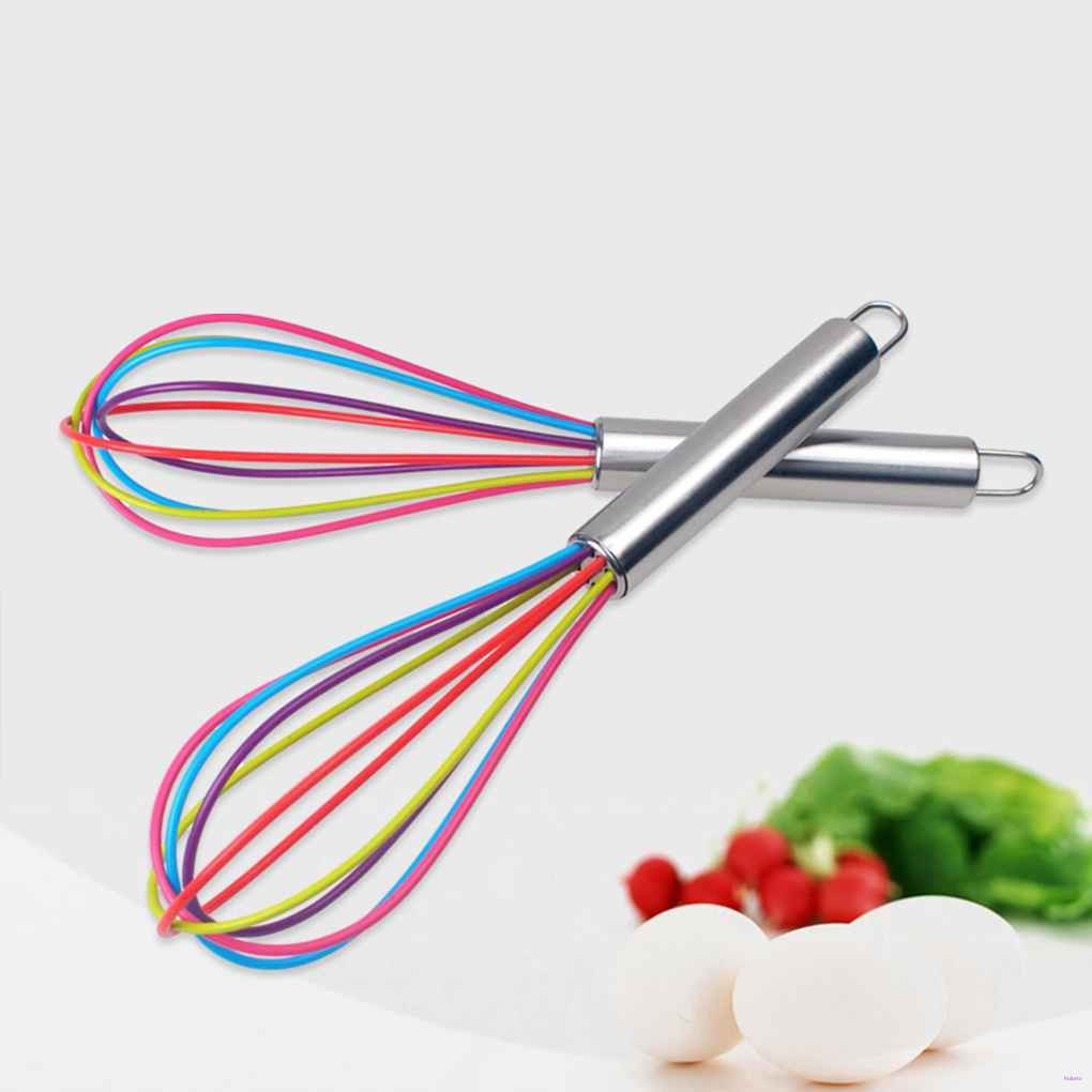 [READY STOCK] Stainless Steel Hand Shank 5 Wires Silicone Eggs Whisk Kitchen Mixer Egg Beater
