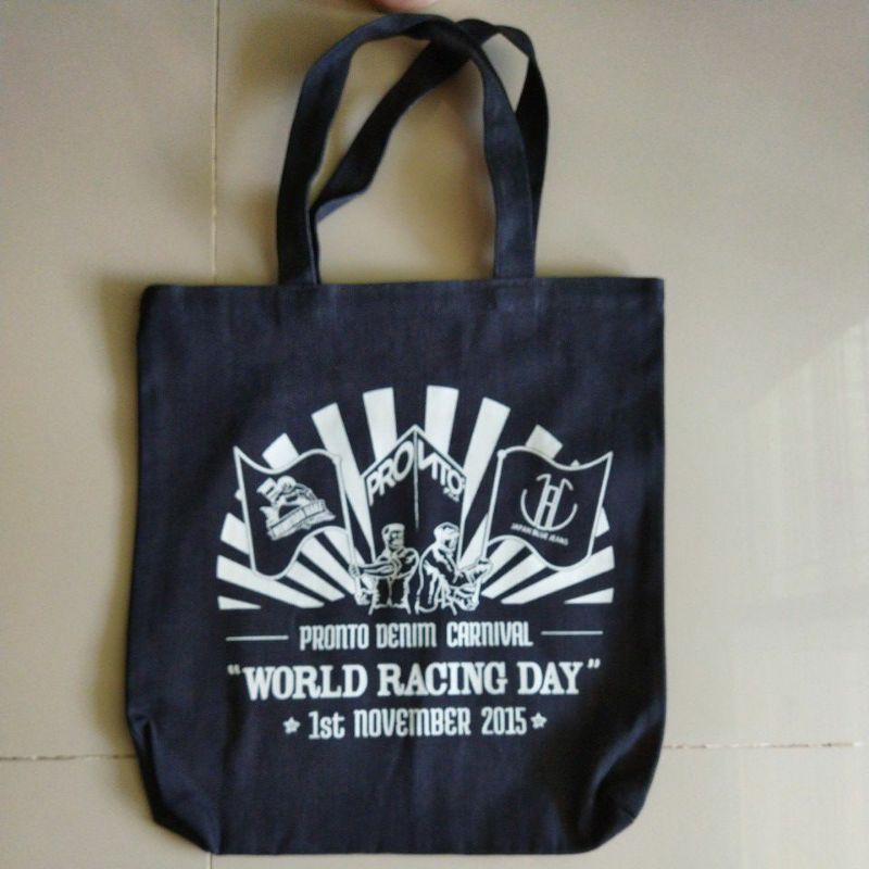 ถุงผ้า Indigo ของแท้ จาก ร้าน Pronto Original พร้อมสายสะพาย สไตล์ Tote Bag มี 2 ลาย เป็นของใหม่