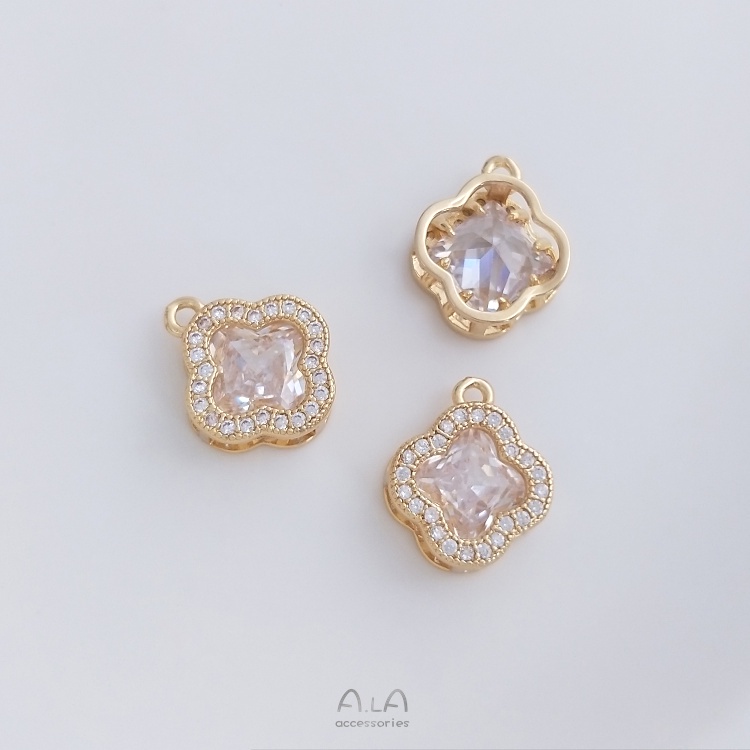 【 ALA เครื่องประดับ DIY 】จี้สร้อยคอ ชุบทอง 14K รูปใบโคลเวอร์สี่แฉก แฮนด์เมด DIY【จี้ / ลูกปัดห้อย】