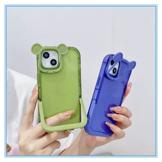 เคสไอโฟน เคสโทรศัพท์มือถือแบบนิ่ม TPU ใส กันกระแทก พร้อมที่ตั้งวาง พับได้ สําหรับ IPhone 13 12 11 14 Pro Max X Xs XR  เคสไอโฟน11 caseiPhone11Promax