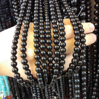 Black Agate ไซต์มินิ6มิล 🔳ป้องกันภัยอันตราย 🔺หินแท้ สร้อยข้อมือหินนำโชค
