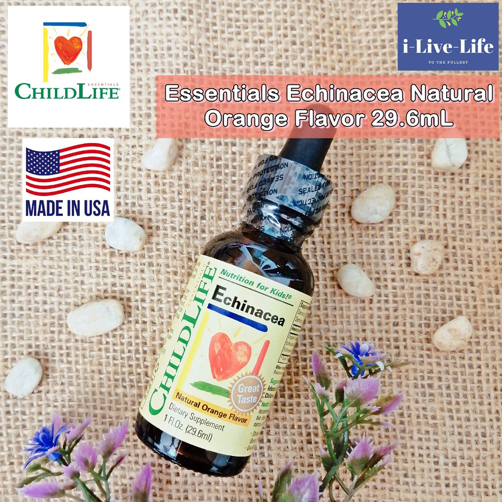 70% Sale!! EXP.08/2024 สมุนไพรเอ็กไคนาเซียสกัดแบบน้ำ รสส้ม Essentials Echinacea Natural Orange Flavor 29.6mL - ChildLife