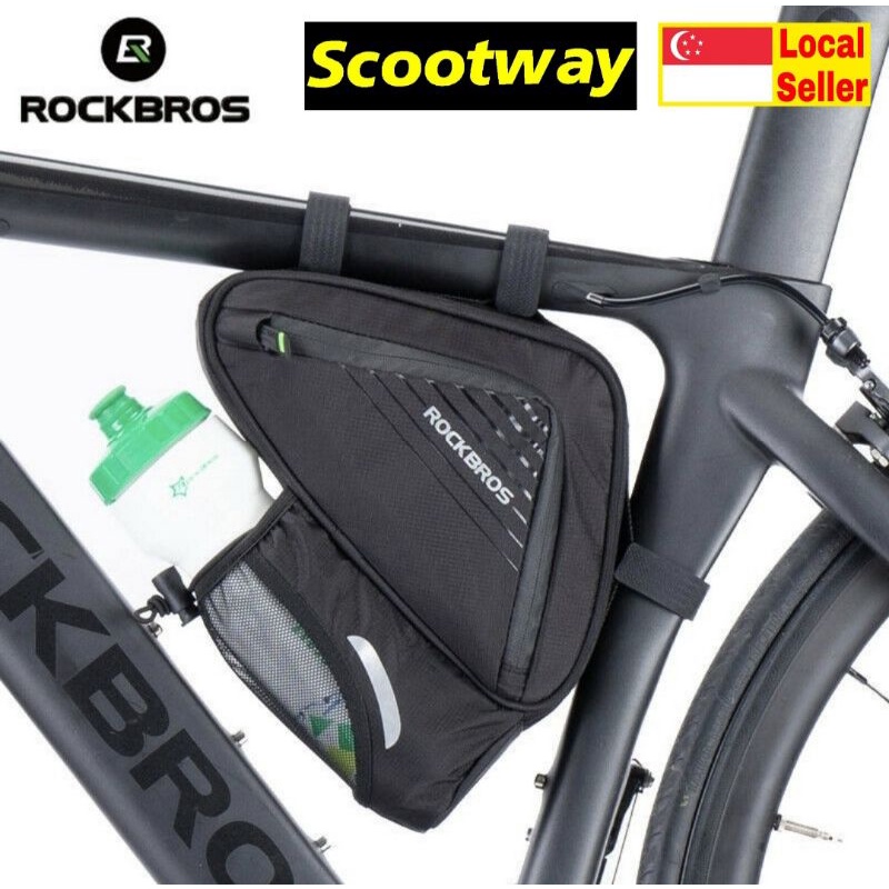 ROCKBROS B54-bk จักรยานสามเหลี่ยมขวดกระเป๋าจักรยานเสือภูเขาขี่โทรศัพท์กระเป๋าคานหน้า / B54-BK
